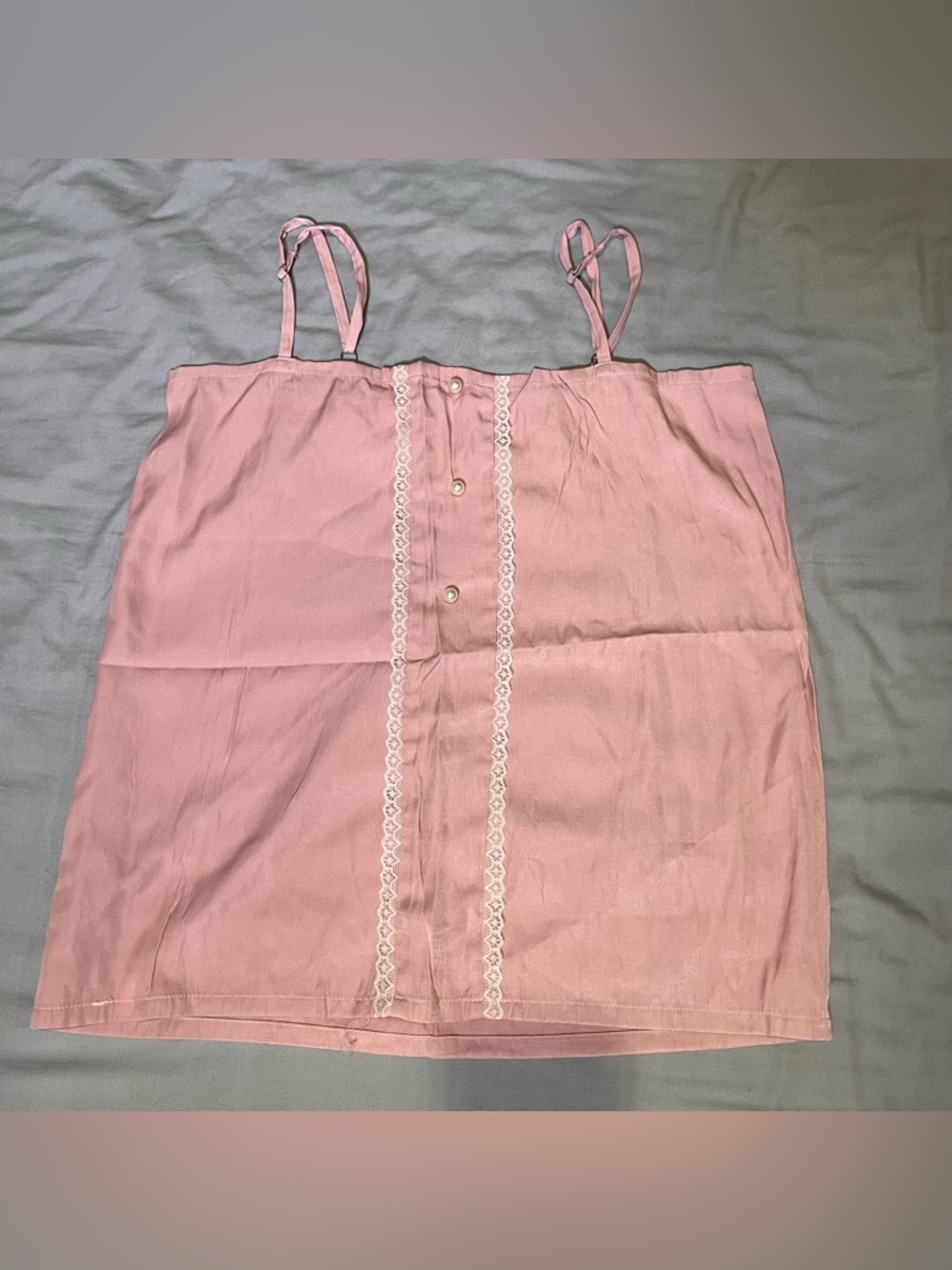 Pink faux zhuyao hanfu diaodai camisole with lace trim